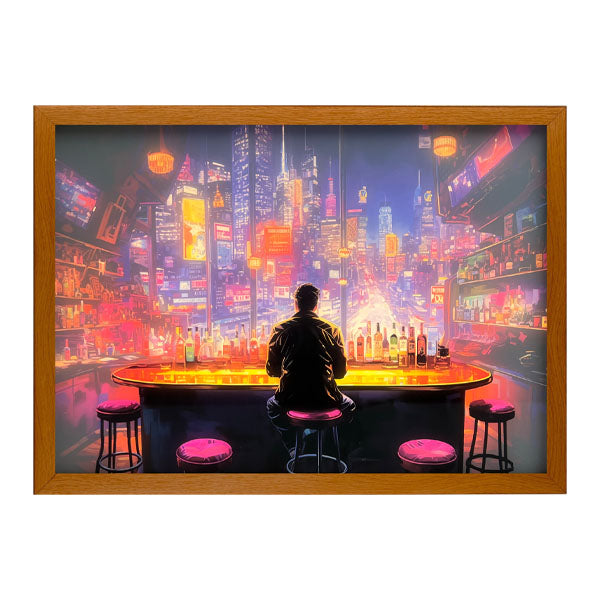 Urban Nights Bar Man Light Painting Artwork Table Lamp Night Light