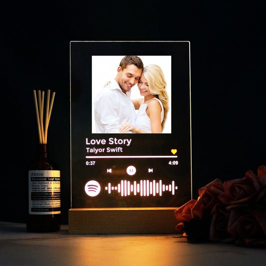 Custom song code acrylic night light with couple photo