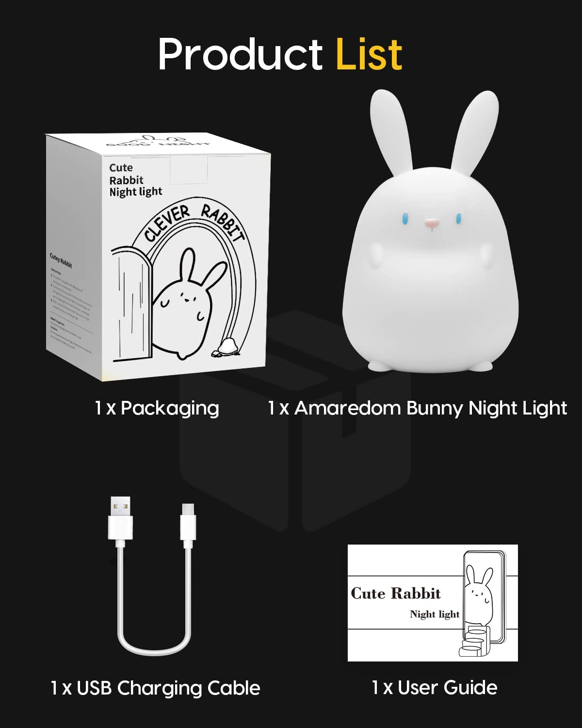 Bunny Silicone Lamp Led Nightlights Home Decor Lamp